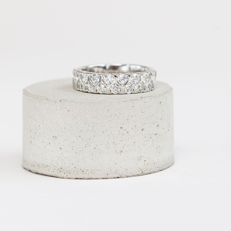 A Geometric Diamond Set Ring - Wide