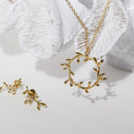 Round Gold Coral Organic Pendant