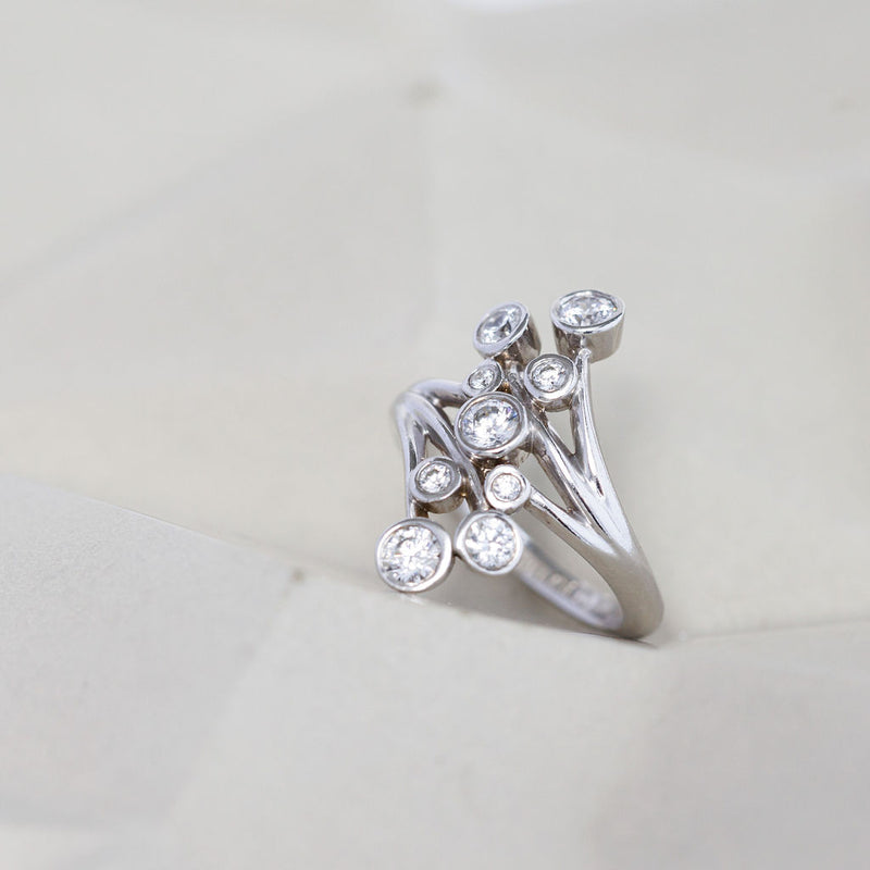 Organic Cocktail Style Diamond Ring