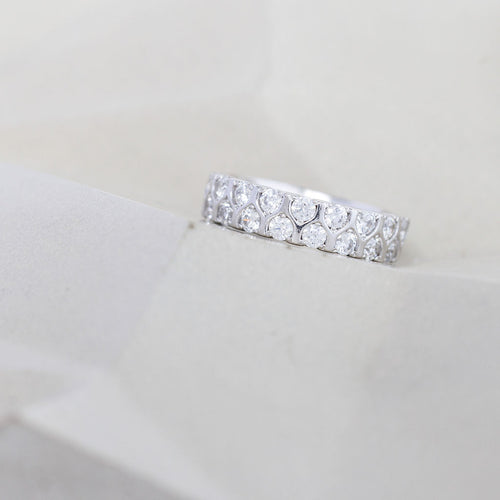 A Geometric Diamond Set Ring - Wide