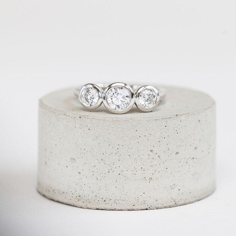 A Classic 3 Stone Contemporary Diamond Ring