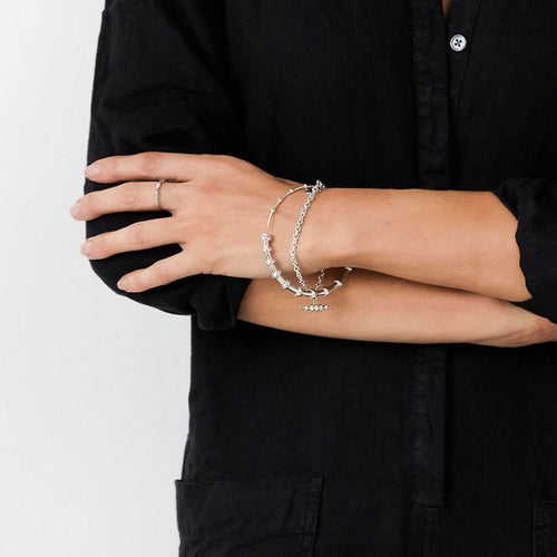 Gazelle Collection Silver T Bar Textured Bracelet