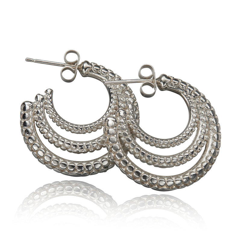 Dotty Solid Silver Multi Loop Large Statement  Earrings