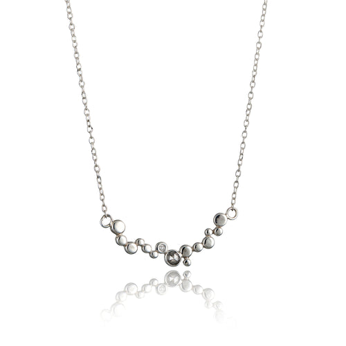 Dotty Solid Silver Organic Grey Diamond Necklace