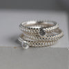 Dotty Textured Thick Silver Grey Diamond Ring