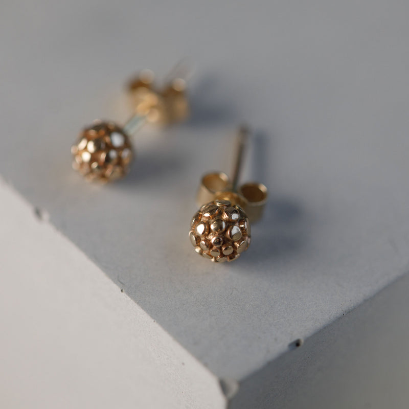 Dotty Solid Gold Stud Ball Earrings