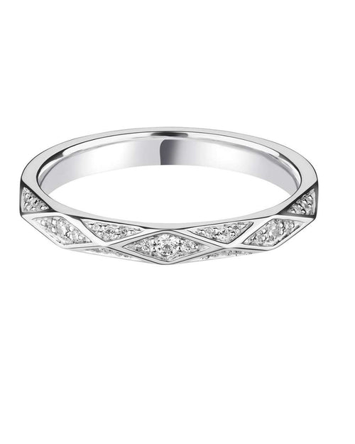 A Geometric Diamond Set Ring - Slim