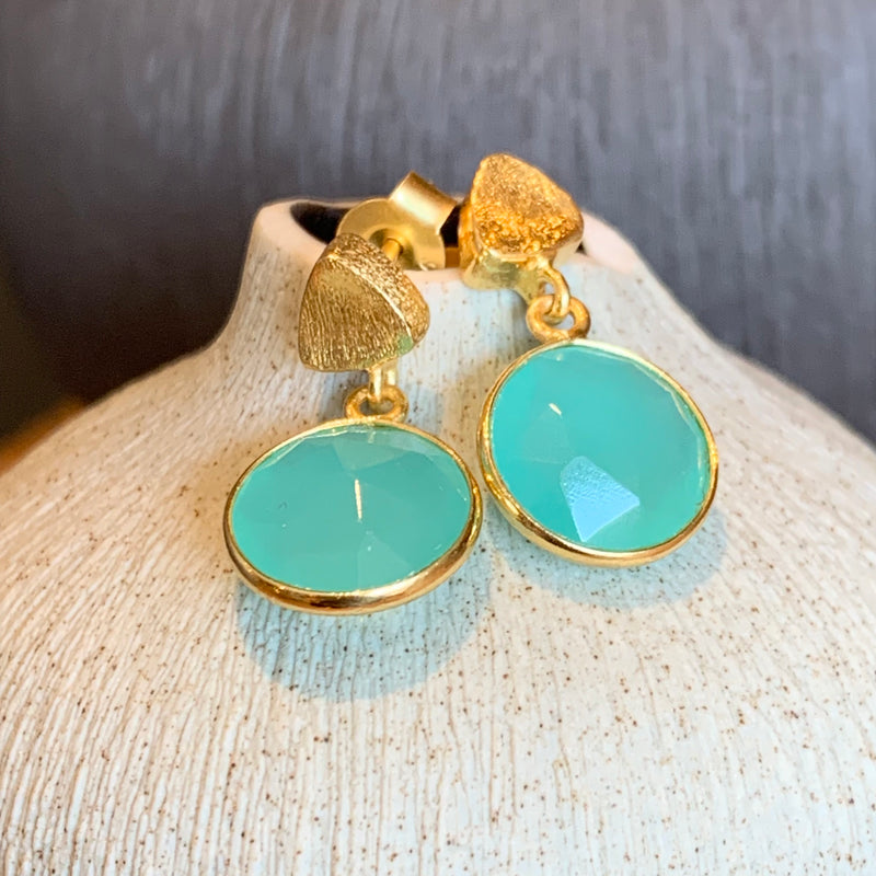Turquoise Drop Gold  Earrings