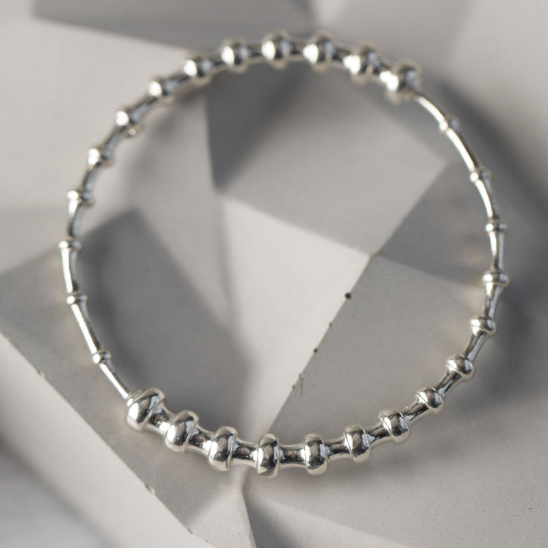 Gazelle Collection Silver Statement Textured Bangle
