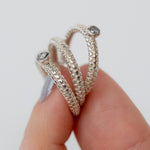 Dotty Textured Thick Silver Grey Diamond Ring