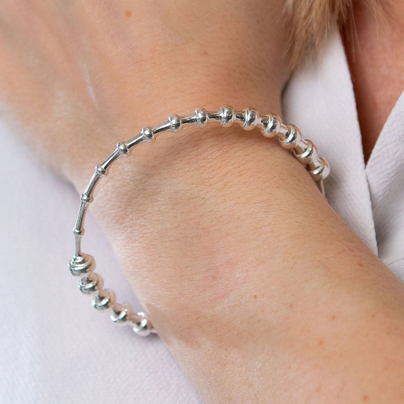 Gazelle Collection Silver Statement Textured Bangle