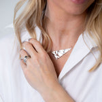 Softy Collection Silver  Large  Angular Textured Statement Necklace