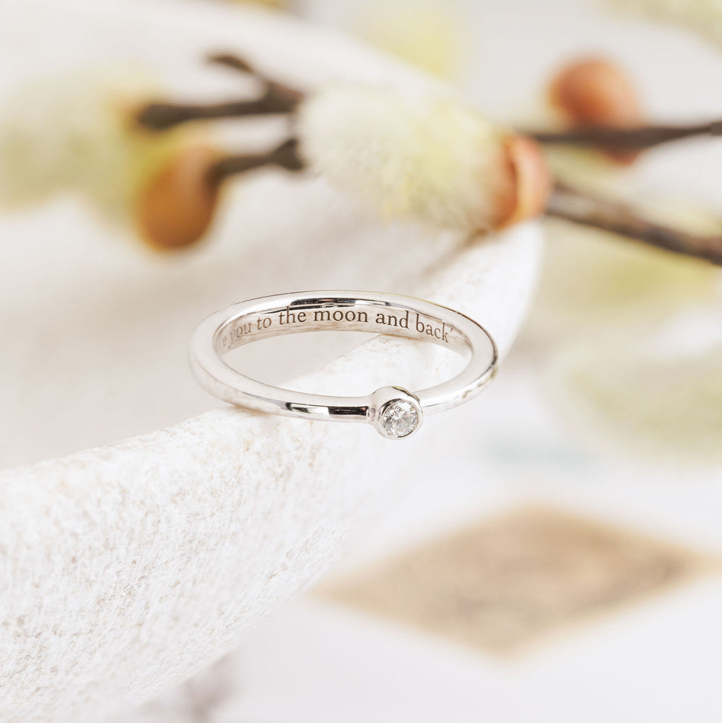 I Love You Up To the Moon Diamond Engraved Ring BOO Jewellery