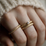 Dotty Textured Thick Solid Gold Band Style Ring