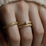 Dotty Textured Thick Solid Gold Band Style Ring