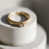 Dotty Textured Thick Solid Gold Diamond Ring