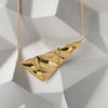 Softy Collection Gold Large  Angular Textured Statement Necklace