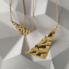 Softy Collection Gold Large  Angular Textured Statement Necklace