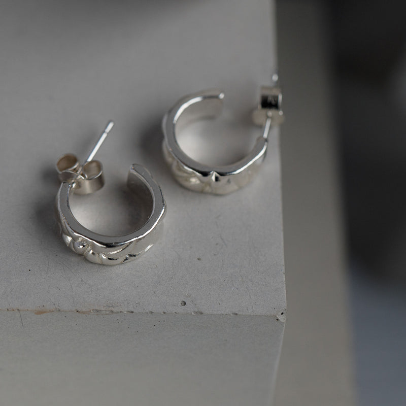 Softy Textured Silver Hoop Earrings