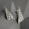 Softy Textured Silver Large Statement Angular Stud Earrings