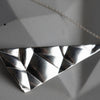 Softy Collection Silver  Large  Angular Textured Statement Necklace