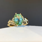 Coral oval Tourmaline solid gold ring