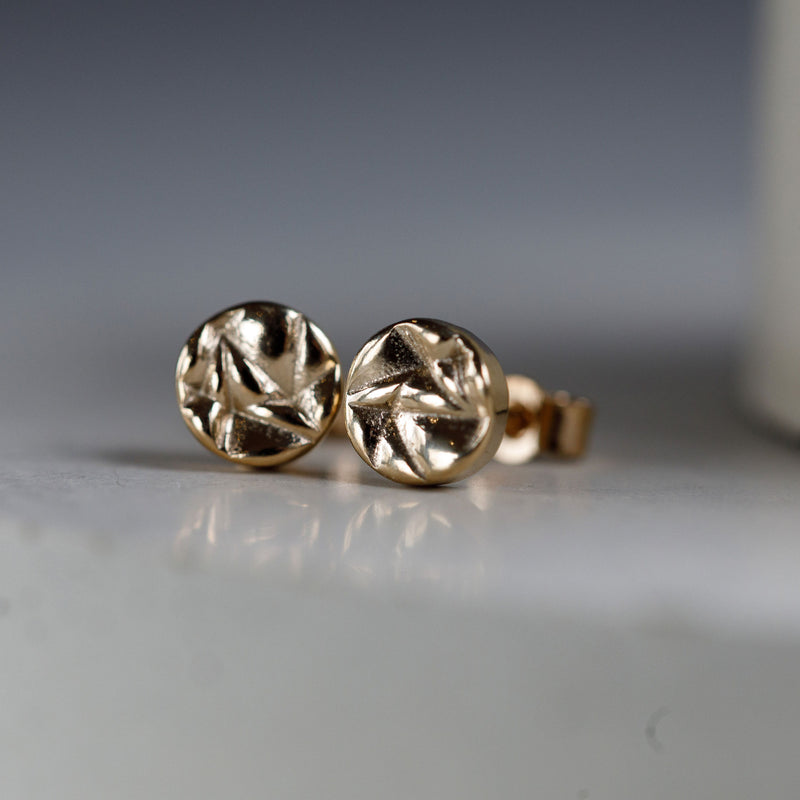 Softy Gold Plated Textured Sterling Silver Stud Earrings