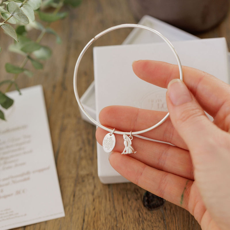 Moongazing Hare Silver Bangle - Guess How Much I Love You Collection